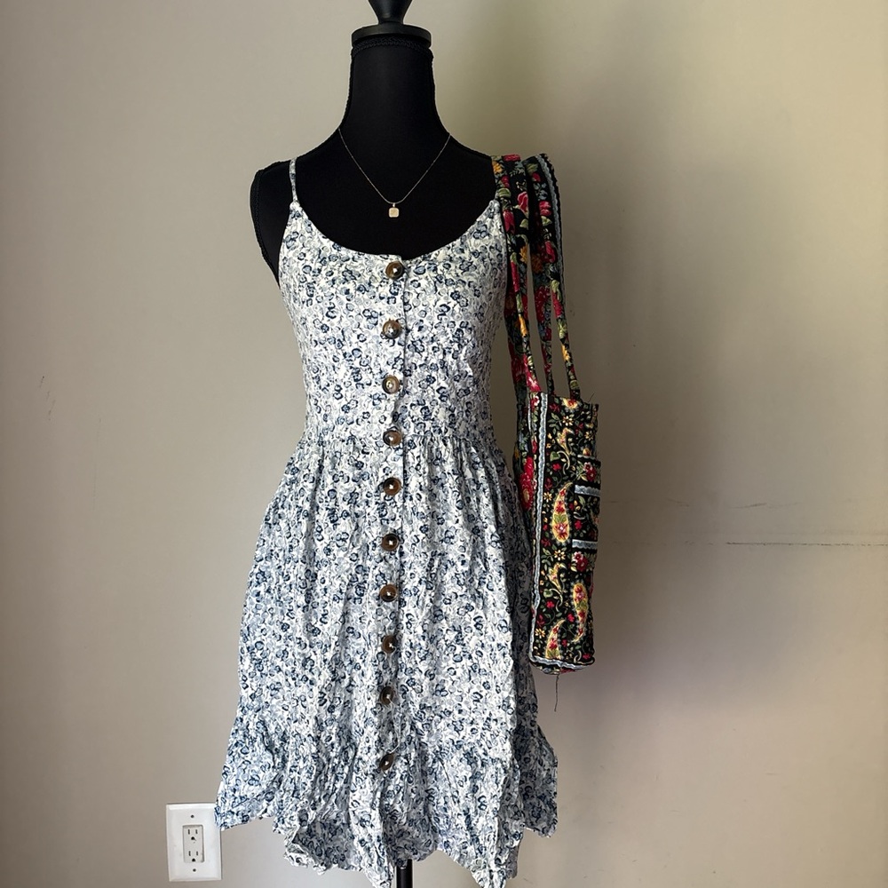 Floral Blue Button-Down Dress